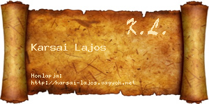 Karsai Lajos névjegykártya